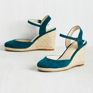 MODCLOTH Teal Espadrille Wedge Sandals